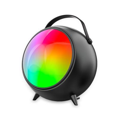 China Portable 4 Inch Round Table Home RGB Pulse LED Flashing Light Led Colorful Light Radio Outdoor Super Bass Stage Party Fm TF MIC BT Speaker for sale