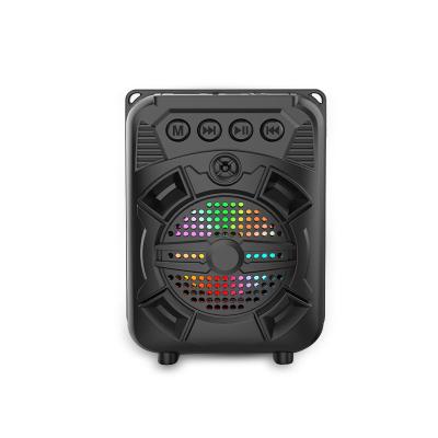 China LED Flashing Light OEM Special Supply 5W Outdoor Portable Led Loud Sound Wireless Subwoofer Fm Mic Tws Bt Karaoke Speaker Flashing Light for sale