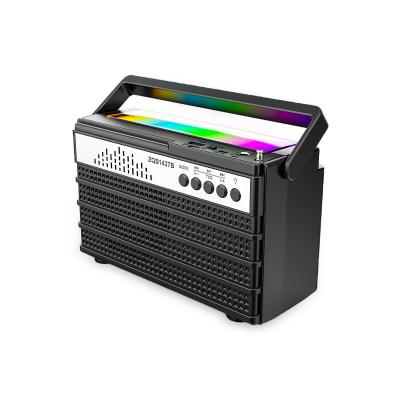 China Outdoor Portable 8W Pulse LED Flashing Light Led Light Audio Radio Mic Tws Bt Speaker Emergency Loud Noise Radio Subwoofer Fm Radio for sale