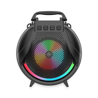 China Outdoor Portable 8W LED Flashing Light Led Audio Wireless Radio Mic Tws Bt Speaker Fm Subwoofer Colorful Foldable Loud Noise Flashing Light Audio for sale