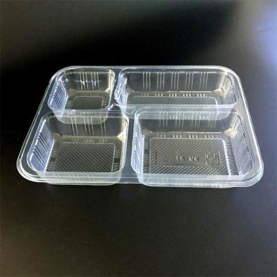 China Food 100% Biodegradable Clear Plastic PLA Divided School Lunch Snack Tray for sale