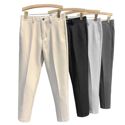 China Latest Anti-wrinkle design white man formal wedding long slim fit slim men's breeches dress suit pants for sale