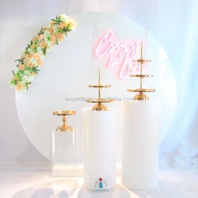 China For Exhibitions Events Wedding Iangel Wholesale Clear Round White Acrylic Pedestal For Wedding for sale