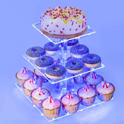 China Morden Birthday Party Decoration, Wedding Holiday, Christmas (Blue Light), 3 Layer Cupcake Stand, Cake Display for sale