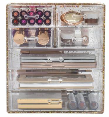 China Morden Glitter Cosmetics with Rose Gold Displays are perfect for bathrooms and countertops, jewelry boxes for sale