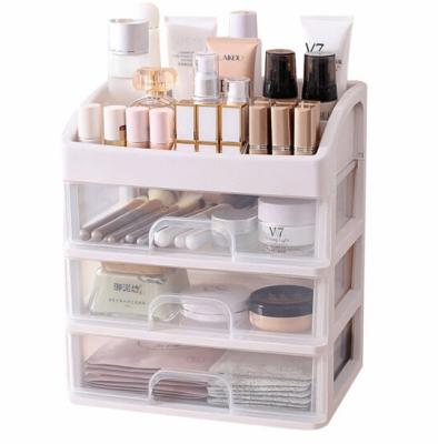 China Morden three-layer portable cosmetic box storage box desktop jewelry storage box (transparent) for sale