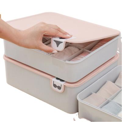 China Morden Underwear Storage Box with Lid Household Underwear Plastic Box Underwear Box Socks Compartmented Panties for sale