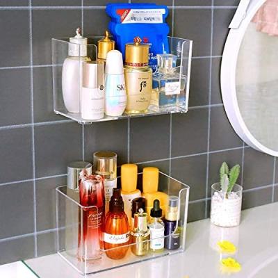 China Morden Bathroom Corner Shelf Storage Wall Mounted Shelf (No Drilling), Stackable Cosmetic Storage Shelf, Transparent Color, 2 Pieces for sale