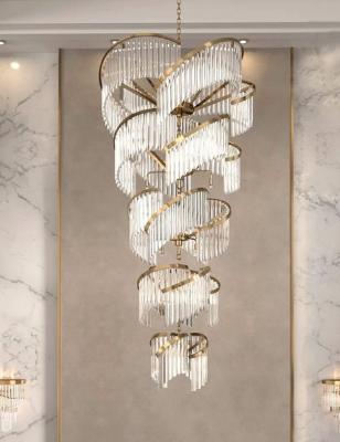 China Modern Crystal Chandelier Duplex Building Lobby Duplex Project Long Revolving Villa Staircase Luxury Crystal Chandelier for sale