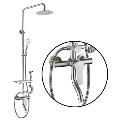 China Contemporary Four Speed ​​Stainless Steel Shower Set Pressurized Bathroom 304 Stainless Steel Rain Shower Spray Gun Shower Set Wholesale for sale