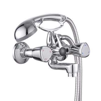 China Without Sliding Bar Solid Brass Chromed Modern Design Bathroom Bath Wall Mounted Rain Shower Mixer Set for sale