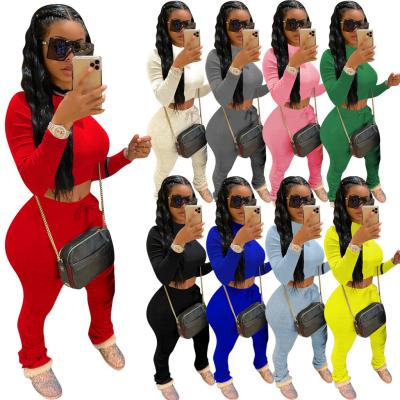 China Women Summer Solid Color QUICK DRY Sleeving Long Sports Pleated Pants Womens Tracksuit Joggers Overalls Set Two Piece Set for sale