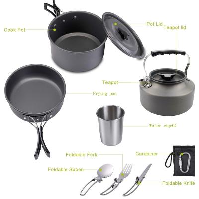 China High Temperature Portable Easy And Friction-resistan Product Back To Use Carry For Outdoor And Indoor Pan And Teapot Set for sale