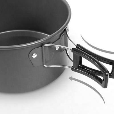 China Outdoor Folding Pot Pan Set Camping Pot 2 or 3 Ppl High Temperature and Friction-Resistan Cookware Hard-Anodized Aluminum Cooking Pots for sale