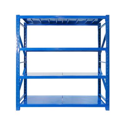 China HUAWU Warehouse Storage System 200KG Factory Per Layer Powder Coated Medium Duty Metal Warehouse Storage Rack Shelf for sale