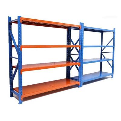 China Factory 200kg Warehouse Storage System HUAWU Shelving Light Duty Storage Shelving Rack Steel Display Shelving for sale