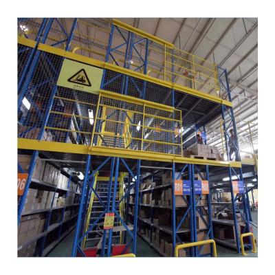 China HUAWU Warehouse Storage System Factory Prefab Steel Warehouse, Mezzanine and Adjustable Shelving Unit Warehouse Platform for sale