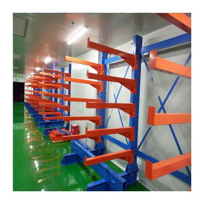 China Corrosion Protection Single or Double Side Warehouse Storage Rack Heavy Duty Steel Pipe Arm Cantilever Racking for sale