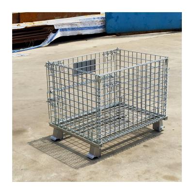 China HUAWU Factory Stackable Warehouse Storage Collapsible Wire Mesh Storage Stacking Cage for sale