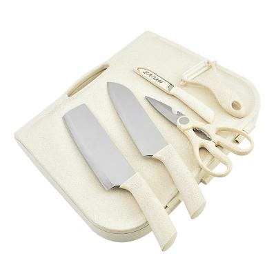 China Sustainable Camping 5 In1 Portable Cutting Board Set With Knives, Peeler, Scissors, Serving Tray, Chopping Board For Kitchen And Outdoor for sale