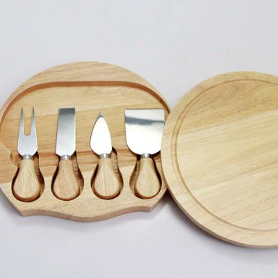 China Sustainable 4 Pcs Stainless Steel Cheese Knife With Wooden Handle Multifunctional Mini Cheese Butter Set for sale