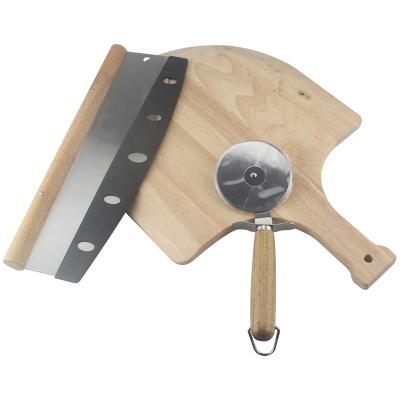 China Sustainable Wooden Pizza Skin Set with Big Pizza Rocket and Pizza Cutter for sale