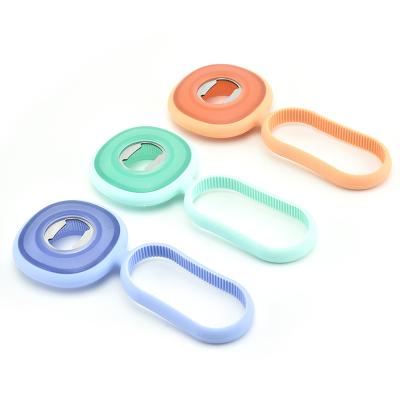 China Sustainable Easy Open Multi Functional Colorful Silicone 2 In 1 Bottle Opener Can Opener for sale