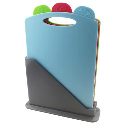 China Viable Colorful Plastic Chopper Plastic Bread Cutting Board PP Chopper Set With Stand for sale