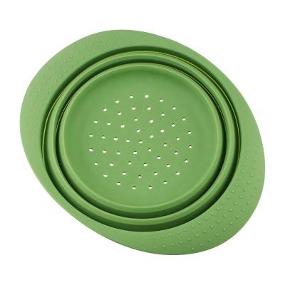 China Folding Skimmer Mesh Strainer For Noodles Spaghetti Viable Silicone Colander Fine Stainless Steel Wire for sale