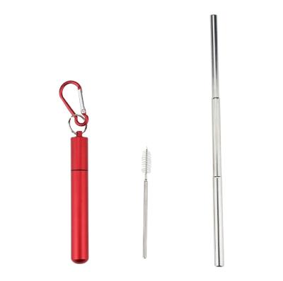 China Sustainable Reusable Collapsible Metal Stainless Steel Drinking Straw With Brush For Drinking for sale