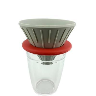 China Sustainable Travel Reusable Cone Filter Holder Cold Brew Drip Collapsible Silicone Pour Over Coffee Dripper for sale