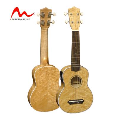 China 21 Inch Ukulele Bird's Eye Maple Plywood Soprano With Tuner S-21EFEQ5 Ukulele for sale