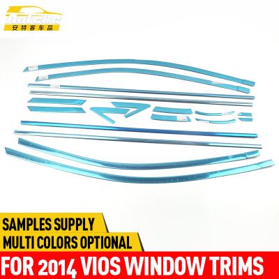 China Anteke Stainless Steel For Vios 2014 Stainless Steel Window Trims Vios Door Window Frame Sill Molding Trim Decoration Stickers Car Styling for sale