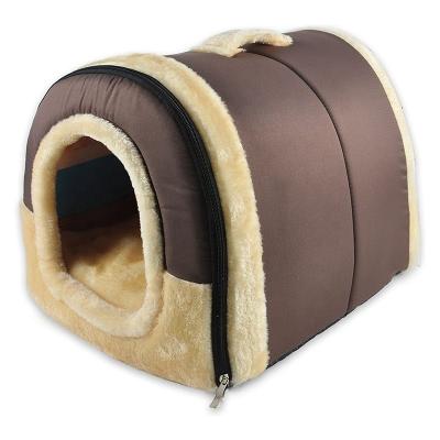 China Folding Stored Dog House Bed 2 in 1 Washable Comfortable Dog Igloo Bed Cat Cave Portable Cat Igloo Bed with Removable Cushion for sale