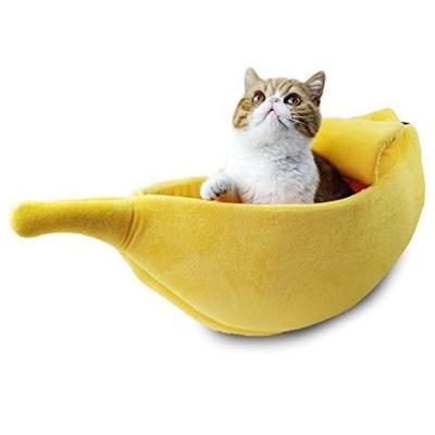 China Large Size Soft Stocked Cat Cuddle Bed Warm, Lovely Pet Banana Cat Bed House Christmas Pet Bed Supplies for sale