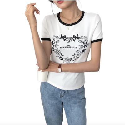 China Edge Covered Cotton Hot Selling Short Sleeves Insist Loose Women's T-Shirts Tops Ladies T-shirt Short Sleeve Set for sale