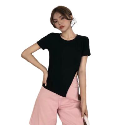 China Korean Women's Cotton Special Slim Fit Covered Edge Short Sleeve T-Shirt for sale