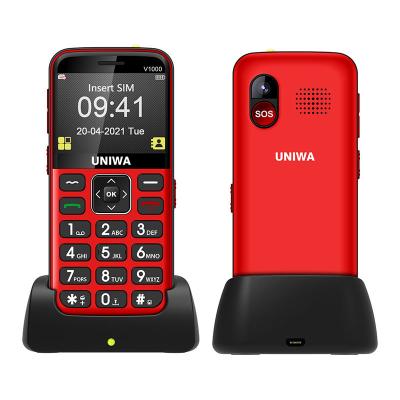 China Dual SIM Card UNIWA V1000 2.31 Inch Big Screen Dock Button Brand 4G Top Charging Special Bar Mobile Phone For Elderly With SOS for sale