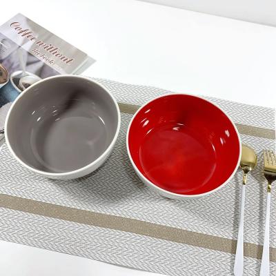 China Sustainable Colorful Ceramic Round Bowls Rice Bowl Serving Porcelain Bowls Household Dinner Salad Soups for sale