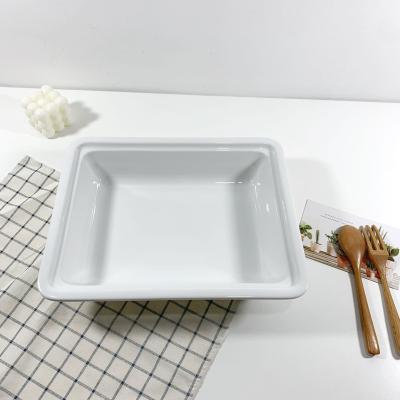 China Stock Factory Stock Large Capacity Rectangular Ceramic Bakeware Pan Porcelain Cake Bread Baking Tray For Kitchen for sale