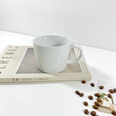 China 12 Ounce White Porcelain Tea Mug White Ceramic Milk Cup Mug Stocked Ceramic Mug For Coffee Tea for sale