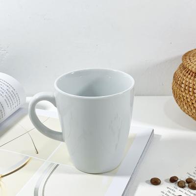 China Wholesale Pure White Ceramic Mug Stocked Porcelain 250ML Tea Cup Milk Mug For Gift Household for sale