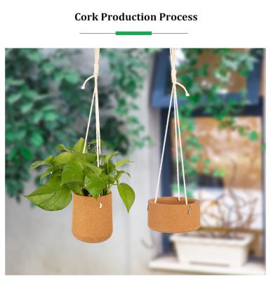 China 2022 New Wholesale Natural Cork Garden Flower Plant Pot Containers Wall Hanging Baskets Hanging Planters Indoor Outdoor for sale