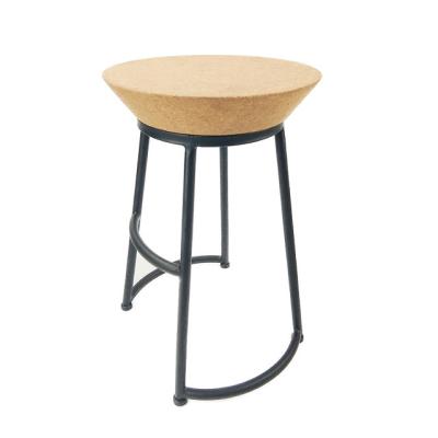 China Luxury Wooden Bar Stool Cork Surface Stainless Steel Frame 55CM High Modern Natural Cork Bar Stool Fashionable Cork Stool for sale