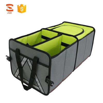 China Durable Folding Heavy Duty Organizer With Cooler Bag Car Trunk Boot Storage Bag Tidy Organizer for sale