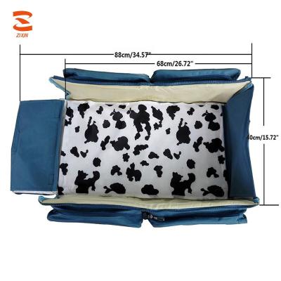 China Eco-friendly Fashionable High Quality Polyester Backpack Universal Luxury Diaper For Care Travel Changing Station Baby Diaper Bag Crib for sale