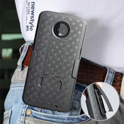 China Anti-drop Suppliers Chinese Hard PC Dual Layer Phone Case For Moto Z3 Game Armor Pattern Holster Combo Case for sale