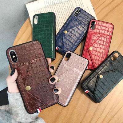 China Custom Anti-fall Wallet PU Phone Case Crocodile Pattern Leather Phone Case for iphone 11 pro for sale