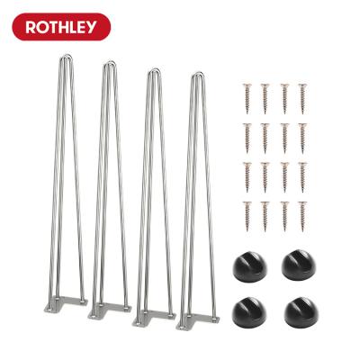 China Wholesale EUROPEAN ROTHLEY Brushed Stainless Steel Cafe Dining Table Tulip Furniture Hairpin Legs for sale