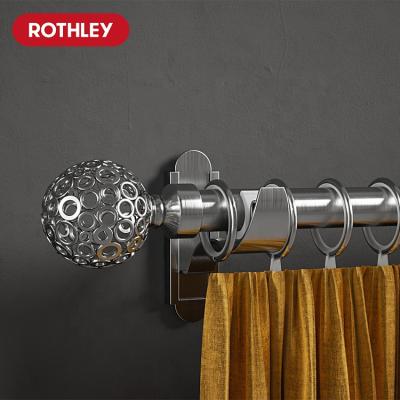 China Easy To Fit Rothley Steel Brushed Curtain Pole For Decorative Window Rods Patterned Globe for sale